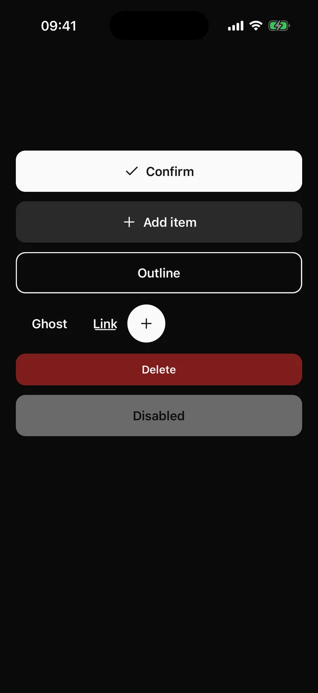 Button rendered on iOS, dark mode