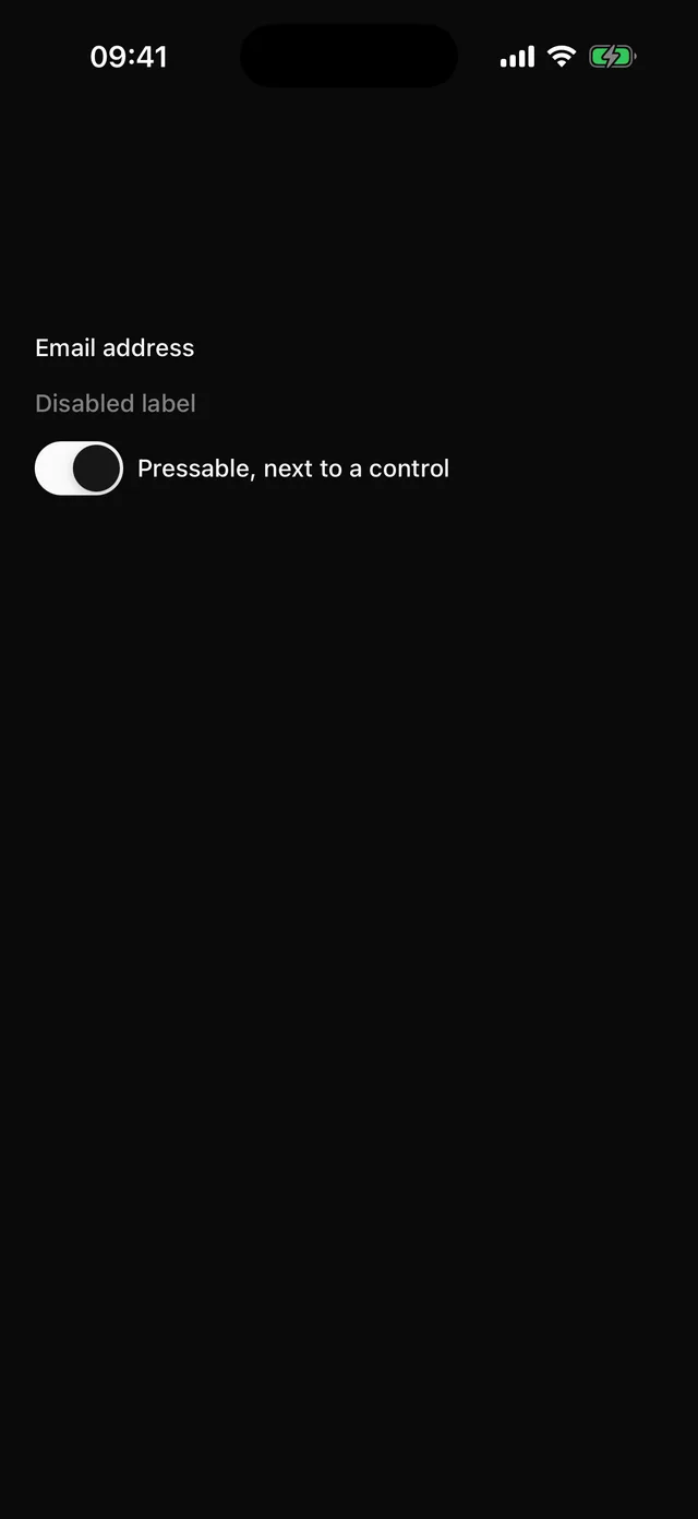 Label rendered on iOS, dark mode