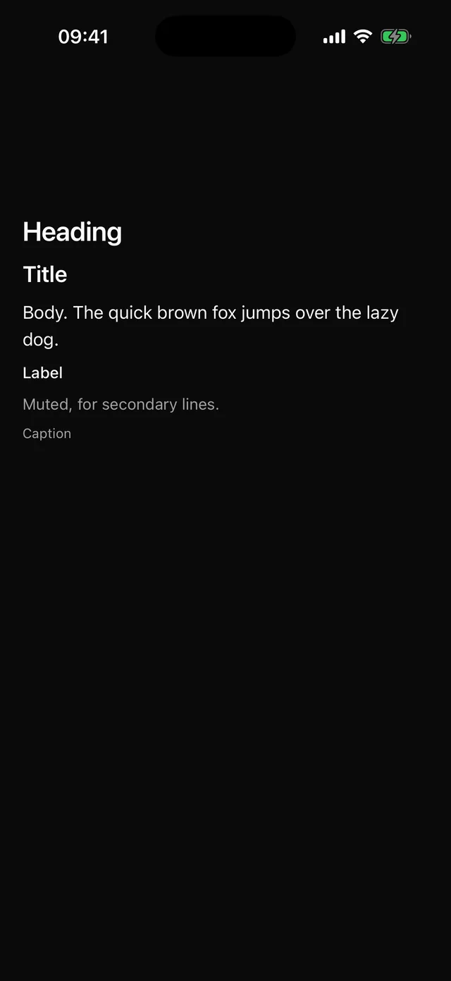 Text rendered on iOS, dark mode